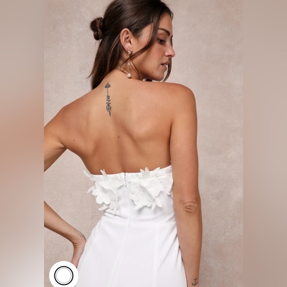 Lulus Love Garden Ivory 3D Floral Embroidered Strapless Maci Dress, SIZE MEDIUM - Picture 4 of 7